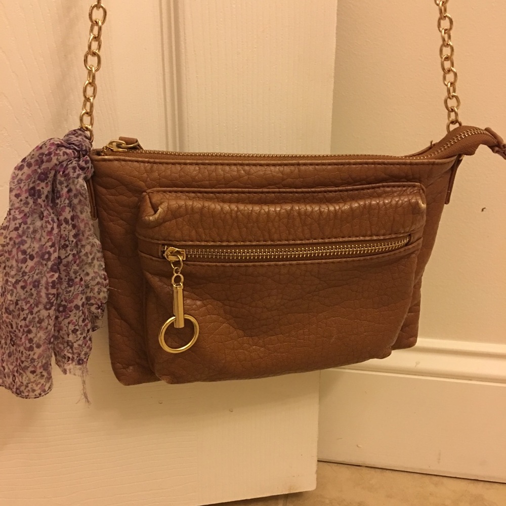 Brown long strap purse
